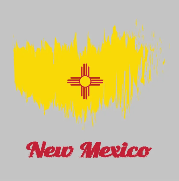 Pinsel Stil Farbe Flagge Von New Mexico Das Rot Und — Stockvektor