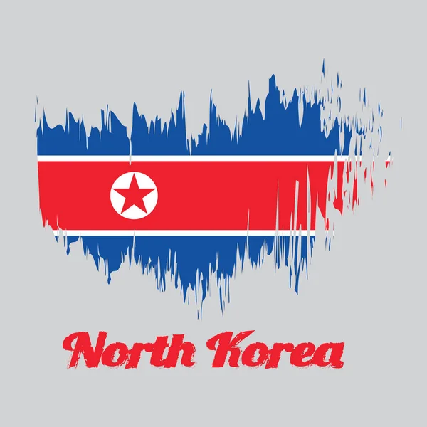 Pincel Estilo Bandera Color Corea Del Norte Bandera Horizontal Rojo — Vector de stock