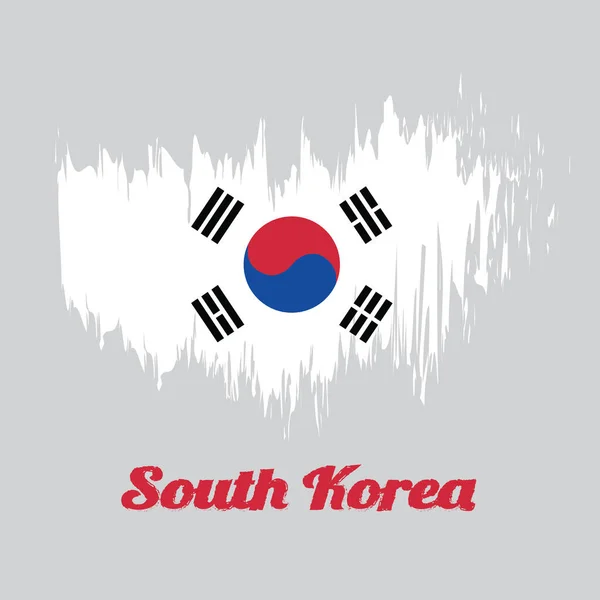Pincel Estilo Bandera Color Corea Del Sur Bandera Color Blanco — Vector de stock