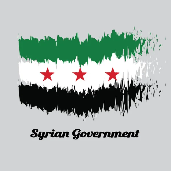 Styl Štětce Barevná Vlajka Sýrie Horizontální Trikolor Zelené Bílé Černé — Stockový vektor