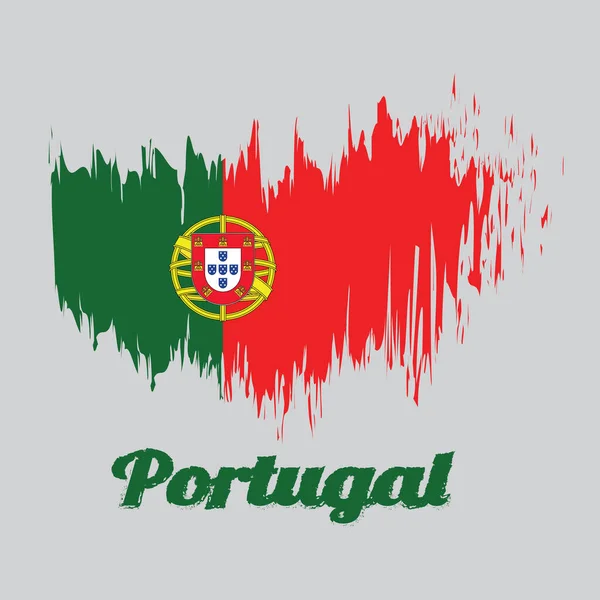 Bandeira Cor Estilo Escova Portugal Bicolor Verticalmente Listrado Verde Vermelho — Vetor de Stock