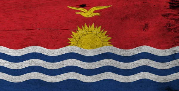 Vlag Van Kiribati Houten Ondergrond Grunge Kiribati Vlag Textuur Rood — Stockfoto