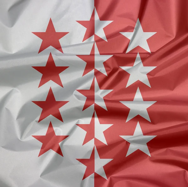 Wallis Szövetzászlója Crease Valais Zászló Háttér Kanton Svájci Államszövetség — Stock Fotó