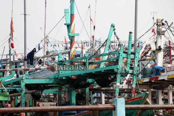 Yakarta Indonesia Mayo 2019 Muchos Barcos Pesca Atracados Puerto Más — Foto de Stock