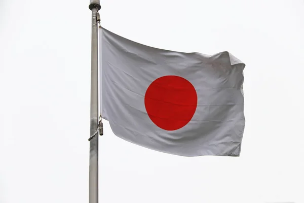 Zászló Japán Fehér Háttér Piros Kör Fehér Szövet Ami Azt — Stock Fotó
