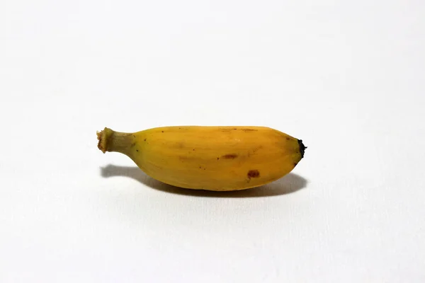 Una Banana Pisang Mas Isolata Sullo Sfondo Bianco Banana Dorata — Foto Stock