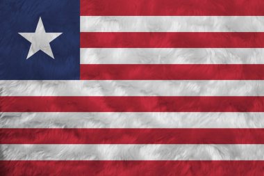 Liberya 'nın havlu desenli bayrağı, Liberya bayrağı kırışıklığı. Mavi bir alanda beyaz yıldızlı, kırmızı ve beyaz 11 yatay çizgi..