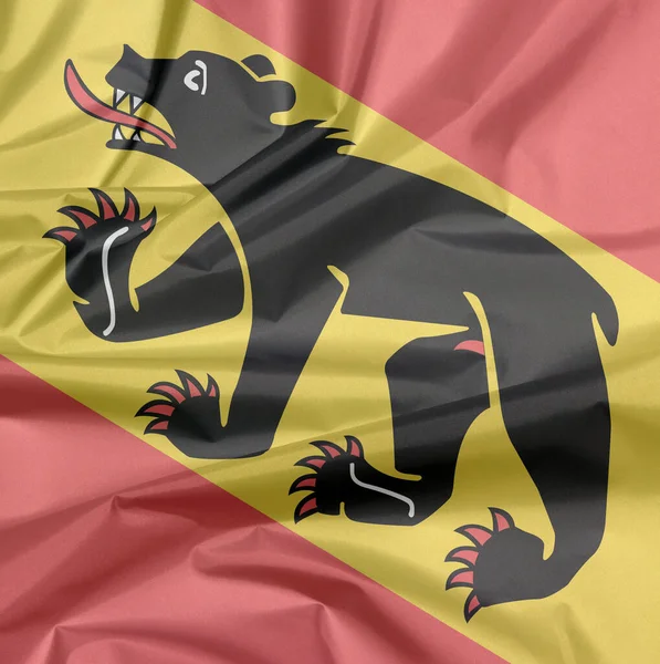 ベルンの生地の旗 ベルン州の紋章の削除国旗の背景 スイス連邦の州 — ストック写真