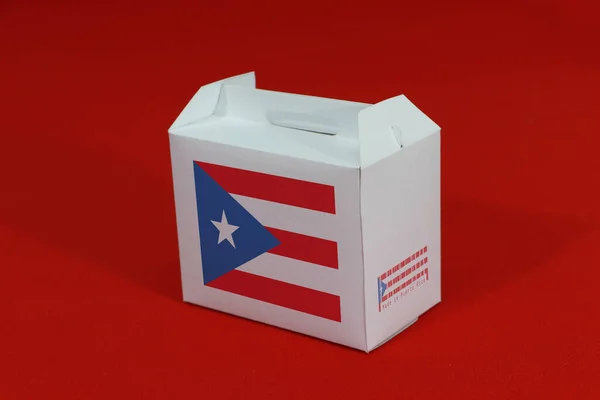 Puerto Rico Flagga Vit Låda Med Streckkod Och Färgen Nationsflaggan — Stockfoto