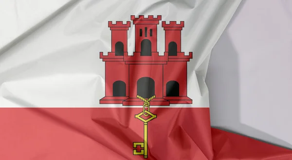 Gibraltar Tecido Bandeira Crepe Vinco Com Espaço Branco Faixa Branca — Fotografia de Stock