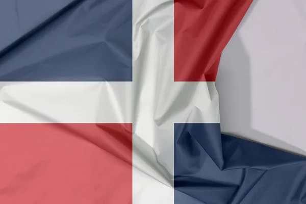 República Dominicana Tecido Bandeira Crepe Vinco Com Espaço Branco Uma — Fotografia de Stock