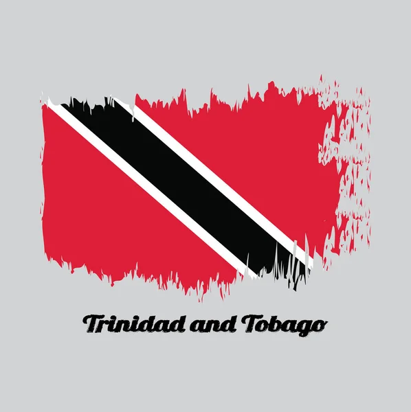 Pinsel Stil Farbe Flagge Von Trinidad Ein Rotes Feld Mit — Stockvektor