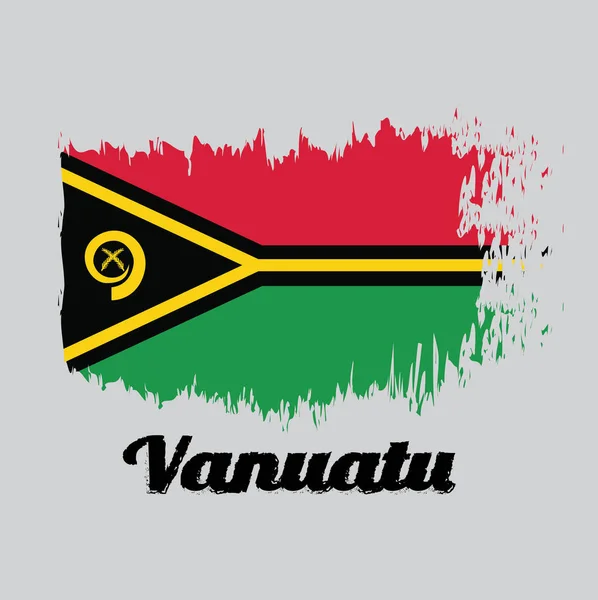 Penseel Stijl Kleur Vlag Van Vanuatu Rood Groen Met Zwart — Stockvector