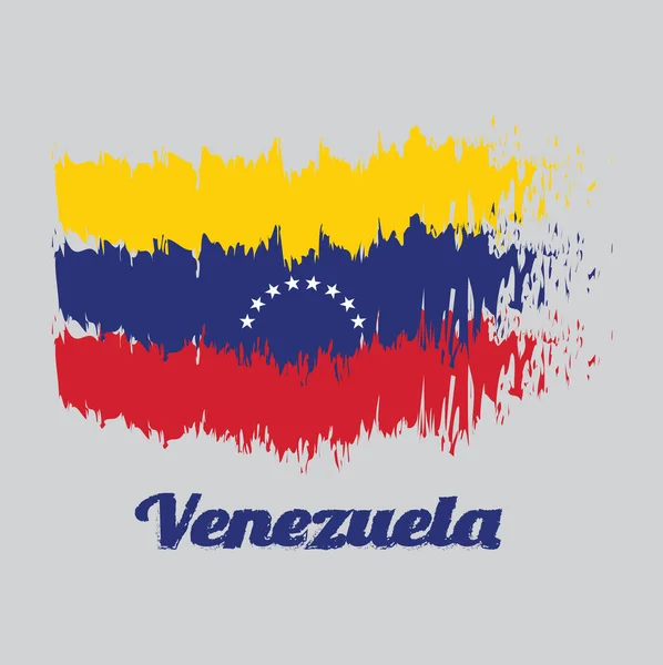 Pincel Estilo Color Bandera Venezuela Amarillo Azul Rojo Con Arco — Vector de stock