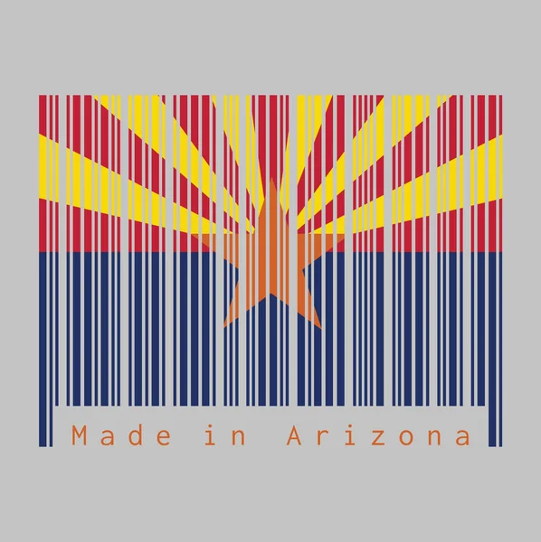 Barcode Setzt Die Farbe Der Flagge Von Arizona Die Staaten — Stockvektor