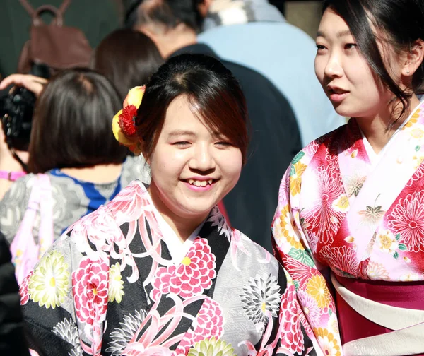 Fushimi Kyoto Japan November 2017 Two Woman Kimono Dress Tourist — Stock Photo, Image