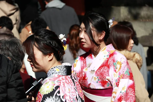Fushimi Kyoto Japan November 2017 Two Woman Kimono Dress Tourist — Stock Photo, Image