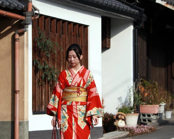 Kiyomizu Higashiyama Kyoto Japan November 2017 Woman Kimono Dress Walking — Stock Photo, Image