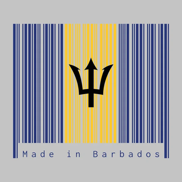 Código Barras Definir Cor Bandeira Barbados Ultramarino Vertical Cor Ouro —  Vetores de Stock