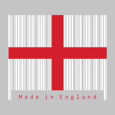 Barkod İngiltere bayrağının rengini belirledi, kırmızı haç beyaz arka planda. İngiltere 'de üretilmiş. satış ya da iş konsepti.