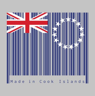 Barkod Cook Adaları bayrağının rengini belirledi, Mavi Asteğmen yıldız ve sendika bayraklarıyla birlikte. Cook Adaları 'nda üretilmiştir. satış ya da iş konsepti.
