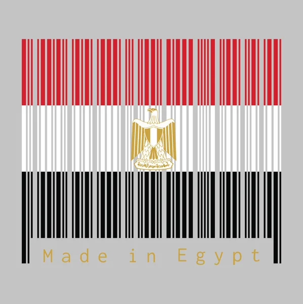 Barcode Set Kleur Van Egypte Vlag Rood Wit Zwart Kleur — Stockvector