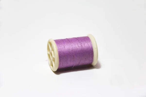 Light Purple Thread Thread Roll White Background Use Already Sewing — Stock Photo, Image