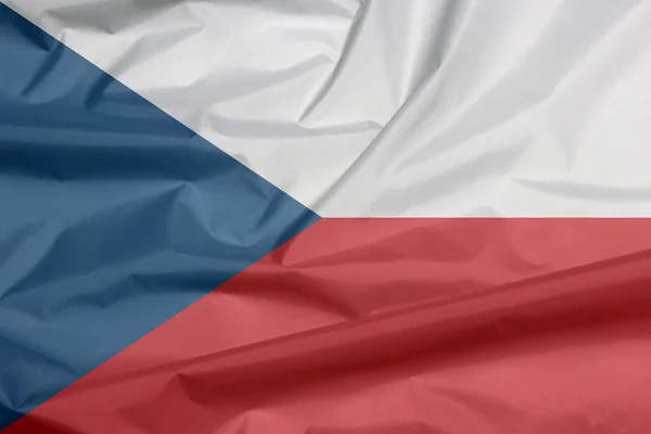 Fabric Flag Czech Republic Crease Czech Flag Background Two Equal — Stock Photo, Image