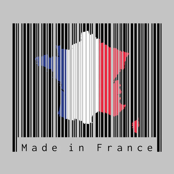 Barcode Estableció Forma Contorno Del Mapa Francia Color Bandera Francia — Archivo Imágenes Vectoriales