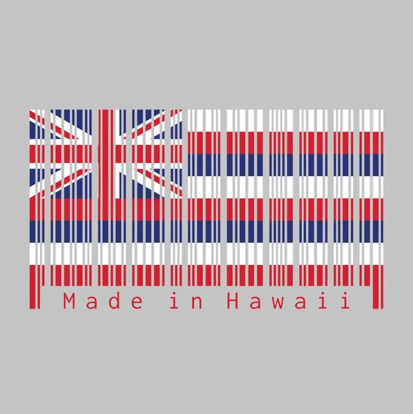Code Barres Définit Couleur Drapeau Hawaïen Huit Bandes Horizontales Alternées — Image vectorielle