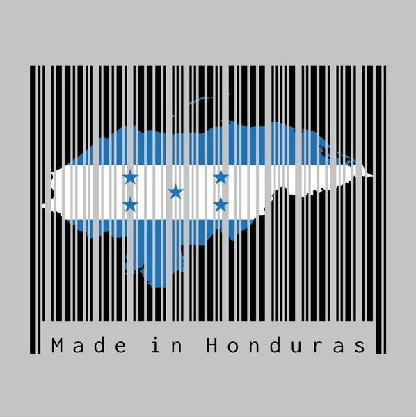 Barcode Set Shape Honduras Map Outline Color Honduras Flag Black — Stock Vector