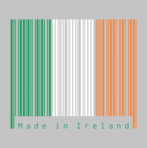 Barcode Définir Couleur Drapeau Irlande Tricolore Vertical Vert Blanc Orange — Image vectorielle