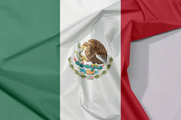 México Tecido Bandeira Crepe Vinco Com Espaço Branco Tricolor Vertical — Fotografia de Stock