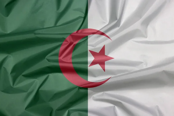 Vlag Van Algerije Vouw Van Algerijnse Vlag Achtergrond Het Van — Stockfoto
