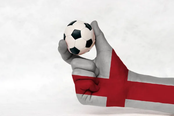 Mini Ball Des Fußballs England Flagge Bemalt Hand Auf Weißem — Stockfoto