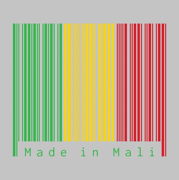 Barcode Setzt Die Farbe Der Mali Flagge Eine Vertikale Trikolore — Stockvektor