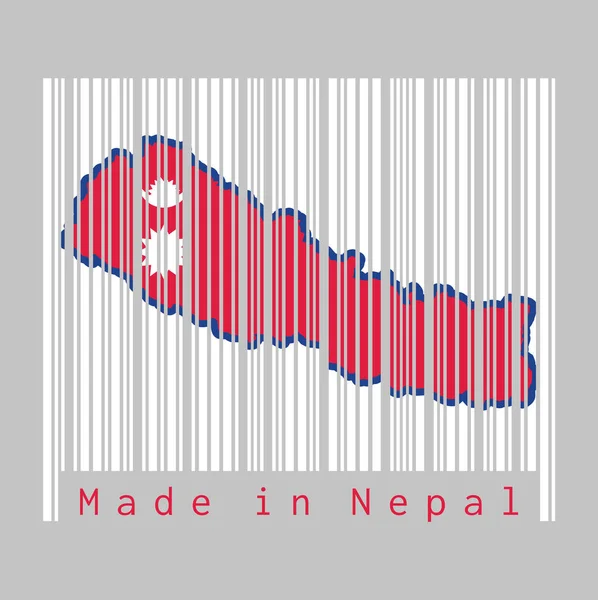 Barcode Setzt Die Form Auf Die Umrisse Der Nepalkarte Und — Stockvektor