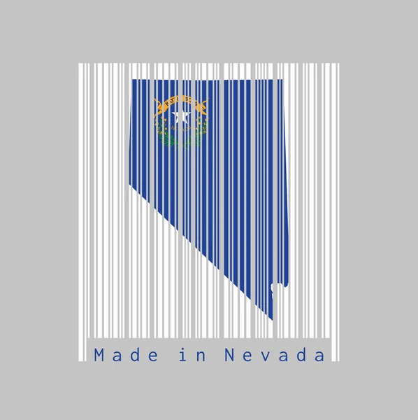 Code Barres Définir Forme Nevada Carte Contour Couleur Drapeau Nevada — Image vectorielle