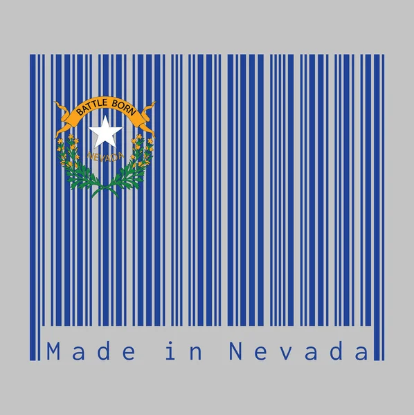 Code Barres Définissant Couleur Drapeau Nevada Champ Bleu Cobalt Solide — Image vectorielle