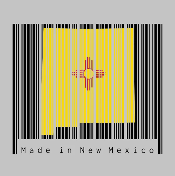 Code Barres Définissant Forme Contour Carte Nouveau Mexique Couleur Drapeau — Image vectorielle