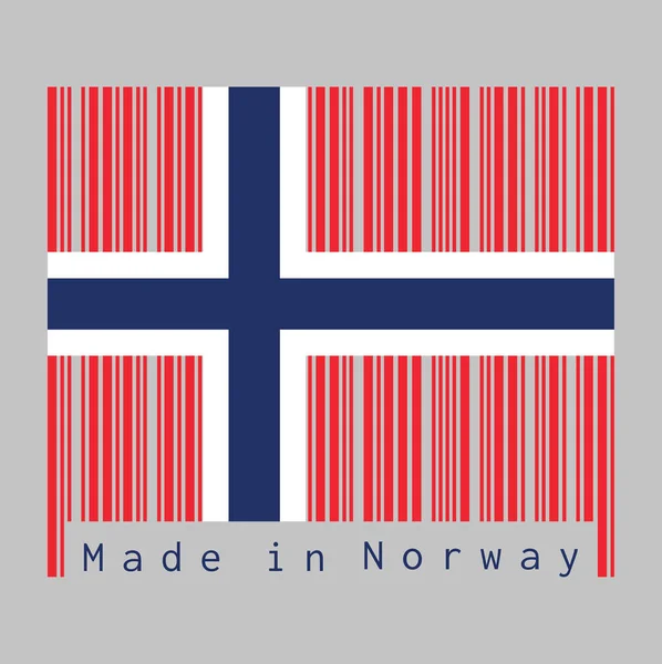 Barcode Zet Kleur Van Noorwegen Vlag Een Wit Fimbriated Blauw — Stockvector