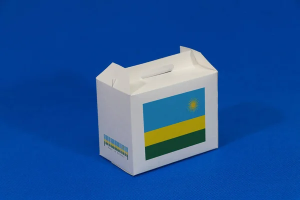 Флаг Руанды Белой Коробке Штрих Кодом Цветом Национального Флага Синем — стоковое фото