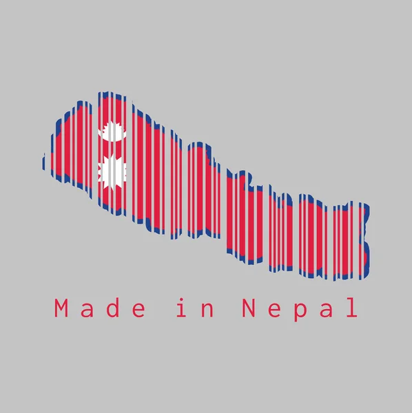 코드는 윤곽과 바탕에 국기의 색상을 설정하였다 Text Made Nepal 판매나 — 스톡 벡터