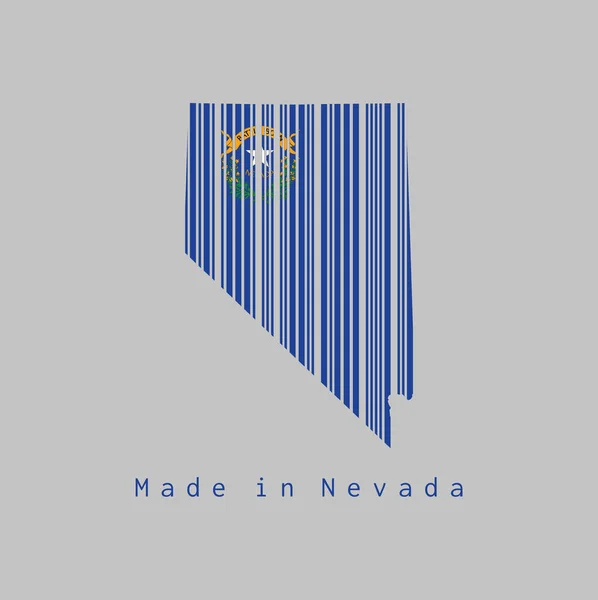 Code Barres Définissant Forme Nevada Carte Contour Couleur Drapeau Nevada — Image vectorielle