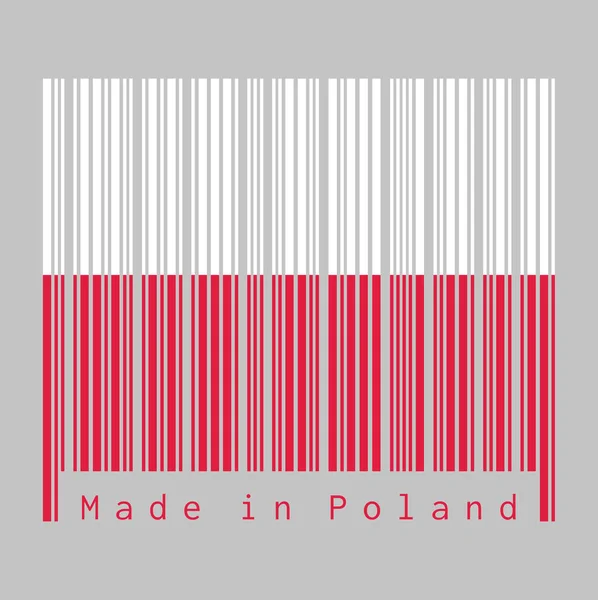 Barcode Setzt Die Farbe Der Polnischen Flagge Eine Horizontale Zwei — Stockvektor