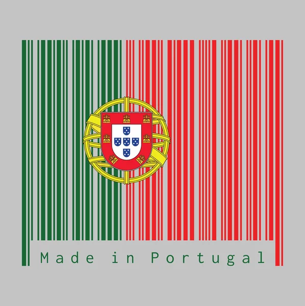 Código Barras Definir Cor Portugal Bandeira Bicolor Listrado Verticalmente Verde — Vetor de Stock