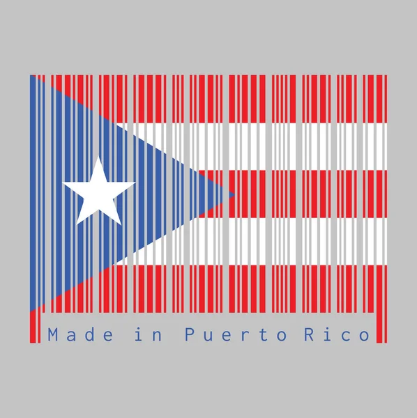 Code Barres Définit Couleur Drapeau Porto Rico Des Bandes Horizontales — Image vectorielle