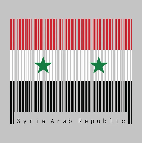 Čárový Kód Nastavit Barvu Syrské Vlajky Horizontální Trikolor Červené Bílé — Stockový vektor