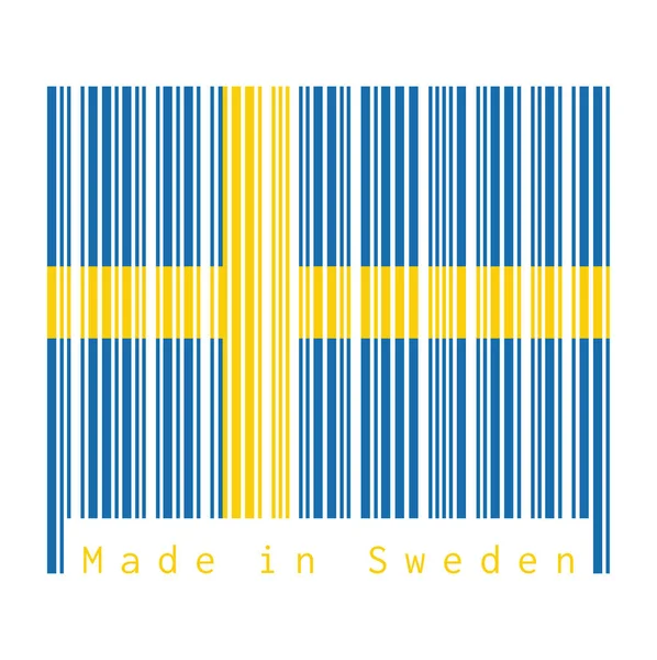 Código Barras Definir Cor Bandeira Sueca Consiste Uma Cruz Nórdica — Vetor de Stock