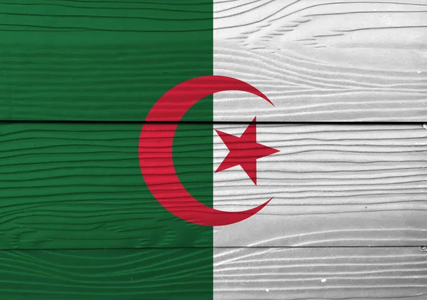 Flag Algeria Wooden Wall Background Grunge Algerian Flag Texture Two — Stock Photo, Image